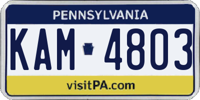 PA license plate KAM4803