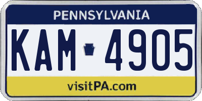 PA license plate KAM4905
