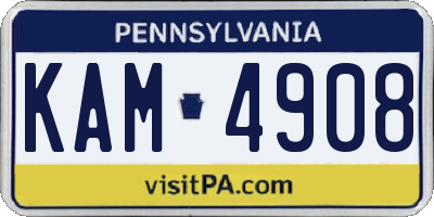PA license plate KAM4908