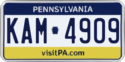 PA license plate KAM4909
