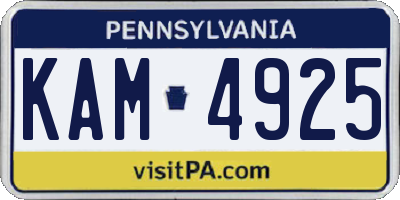 PA license plate KAM4925