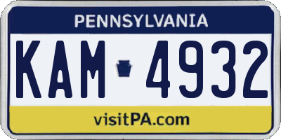 PA license plate KAM4932
