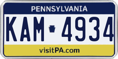 PA license plate KAM4934