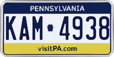 PA license plate KAM4938
