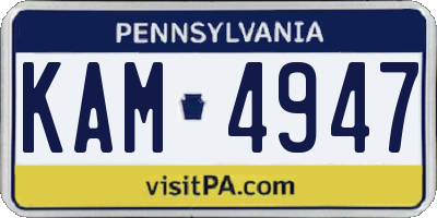PA license plate KAM4947