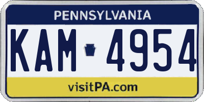 PA license plate KAM4954
