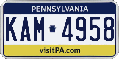 PA license plate KAM4958