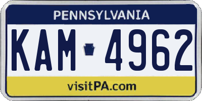 PA license plate KAM4962