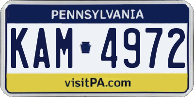 PA license plate KAM4972