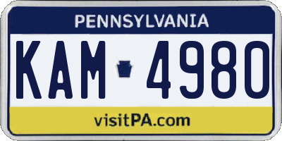 PA license plate KAM4980