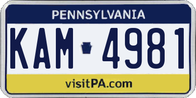 PA license plate KAM4981