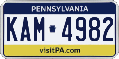 PA license plate KAM4982