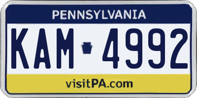 PA license plate KAM4992