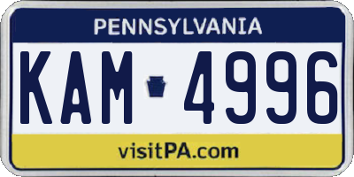PA license plate KAM4996