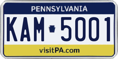PA license plate KAM5001