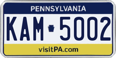 PA license plate KAM5002