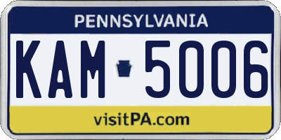 PA license plate KAM5006