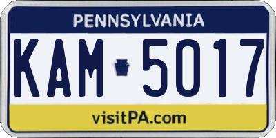 PA license plate KAM5017