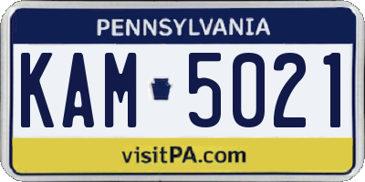 PA license plate KAM5021