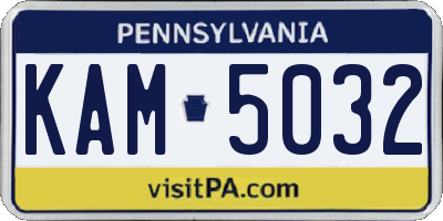 PA license plate KAM5032