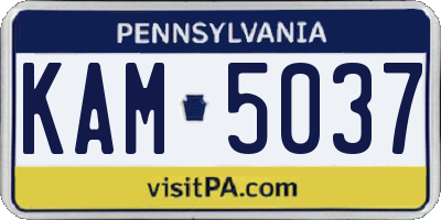 PA license plate KAM5037