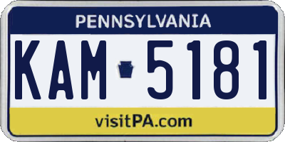 PA license plate KAM5181