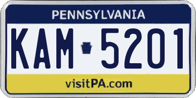 PA license plate KAM5201