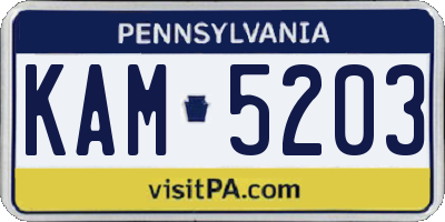 PA license plate KAM5203