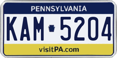 PA license plate KAM5204