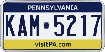 PA license plate KAM5217