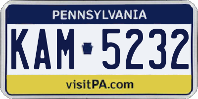 PA license plate KAM5232