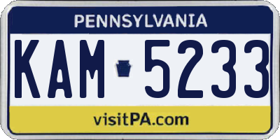 PA license plate KAM5233