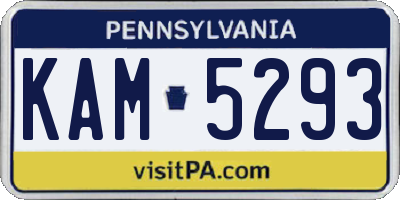PA license plate KAM5293