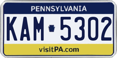 PA license plate KAM5302