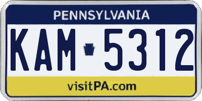PA license plate KAM5312