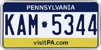 PA license plate KAM5344