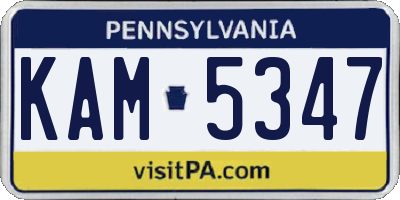 PA license plate KAM5347