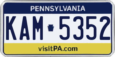 PA license plate KAM5352