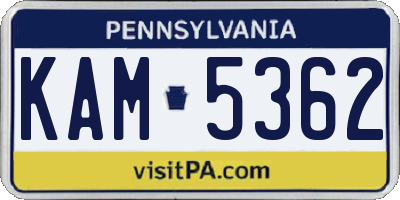 PA license plate KAM5362