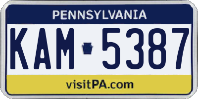 PA license plate KAM5387