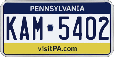 PA license plate KAM5402