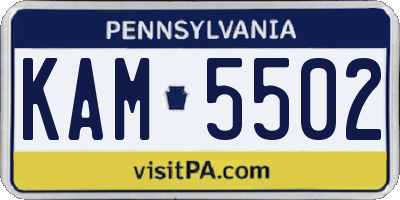PA license plate KAM5502