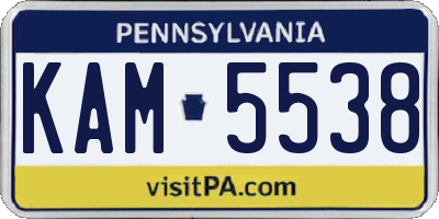 PA license plate KAM5538