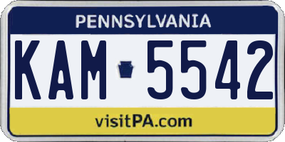 PA license plate KAM5542