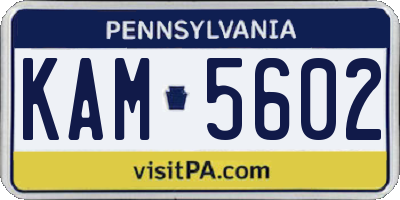 PA license plate KAM5602