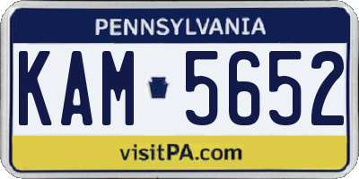 PA license plate KAM5652