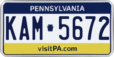 PA license plate KAM5672