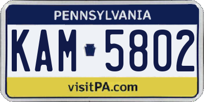 PA license plate KAM5802