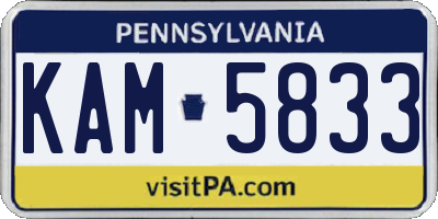PA license plate KAM5833