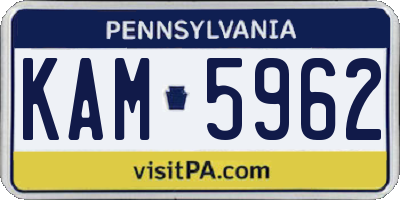 PA license plate KAM5962